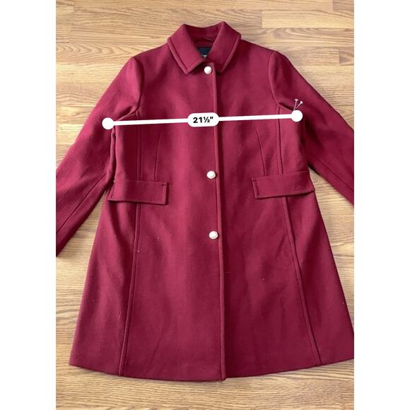Kate  spade BURGUNDY PEARL BUTTONS A-line Wool Blend Coat size XL - Picture 3 of 13